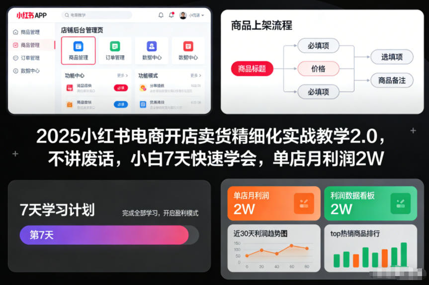 20251220053012-69463464bc738.jpg 2025小红书电商开店卖货精细化实战教学2.0,不讲废话,小白7天快速学会,单店月利润2W