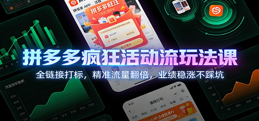 拼多多疯狂活动流玩法课：全链接打标，精准流量翻倍，业绩稳涨不踩坑网赚项目-副业赚钱-互联网创业-资源整合网创云库