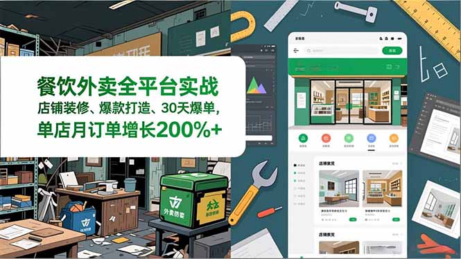 （16978期）餐饮外卖全平台实战，店铺装修、爆款打造、30天爆单，手把手教学，单店月订单增长200%+网赚项目-副业赚钱-互联网创业-资源整合网创云库