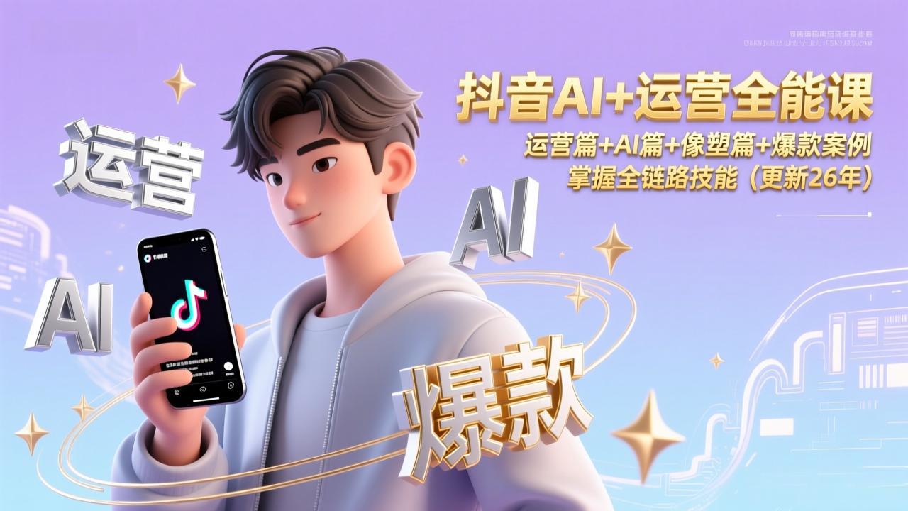 （17078期）抖音AI+运营全能课，运营篇+AI篇+像塑篇+爆款案例，掌握全链路技能（更新26年）网赚项目-副业赚钱-互联网创业-资源整合网创云库