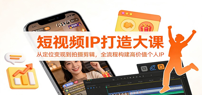 短视频IP打造大课：从定位变现到拍摄剪辑，全流程构建高价值个人IP网赚项目-副业赚钱-互联网创业-资源整合网创云库