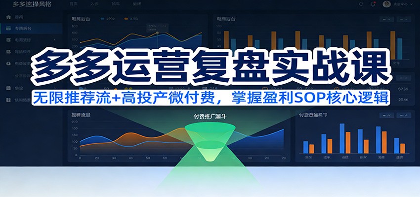 多多运营复盘实战课：无限推荐流+高投产微付费，掌握盈利SOP核心逻辑（更新）网赚项目-副业赚钱-互联网创业-资源整合网创云库