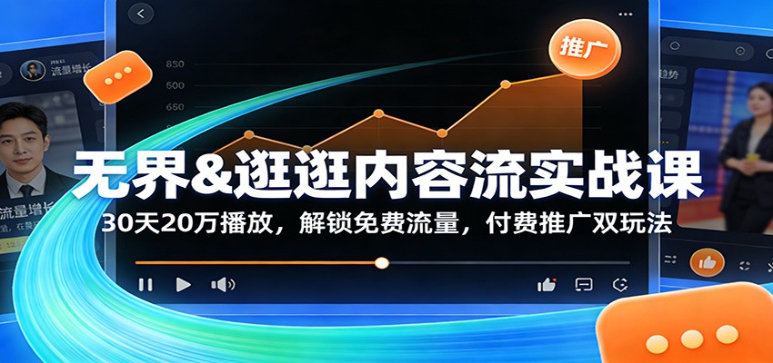 20260121064736-6970768827566.jpg 无界&逛逛内容流实战课:30天20万播放,解锁免费流量,付费推广双玩法