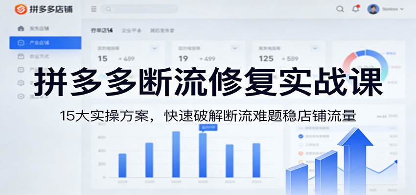 拼多多断流修复实战课：15大实操方案，快速破解断流难题稳店铺流量网赚项目-副业赚钱-互联网创业-资源整合网创云库