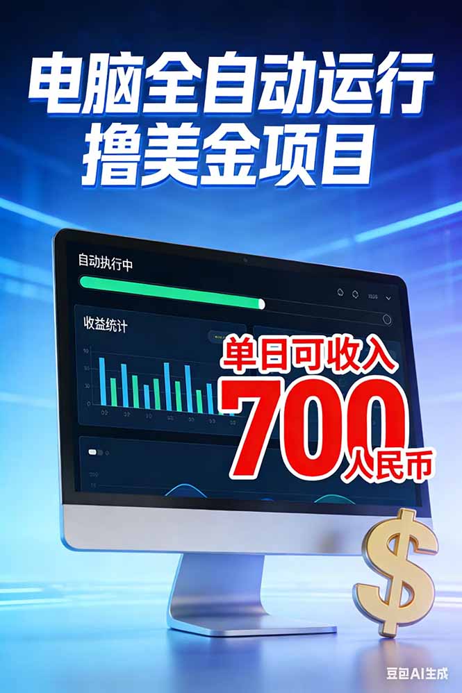 （17169期）2026年电脑全自动赚美金项目，单电脑日收益700+网赚项目-副业赚钱-互联网创业-资源整合网创云库