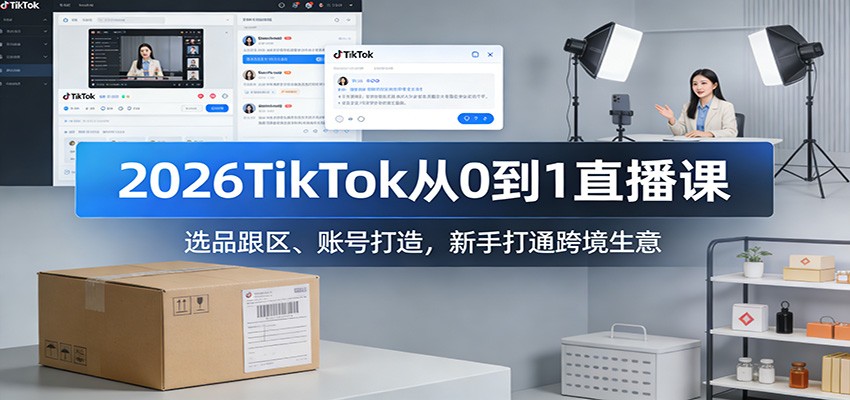 2026TikTok从0到1直播课：选品跟区、账号打造，新手打通跨境生意网赚项目-副业赚钱-互联网创业-资源整合网创云库