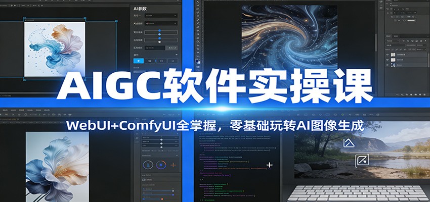 AIGC软件实操课：WebUI+ComfyUI全掌握，零基础玩转AI图像生成网赚项目-副业赚钱-互联网创业-资源整合网创云库