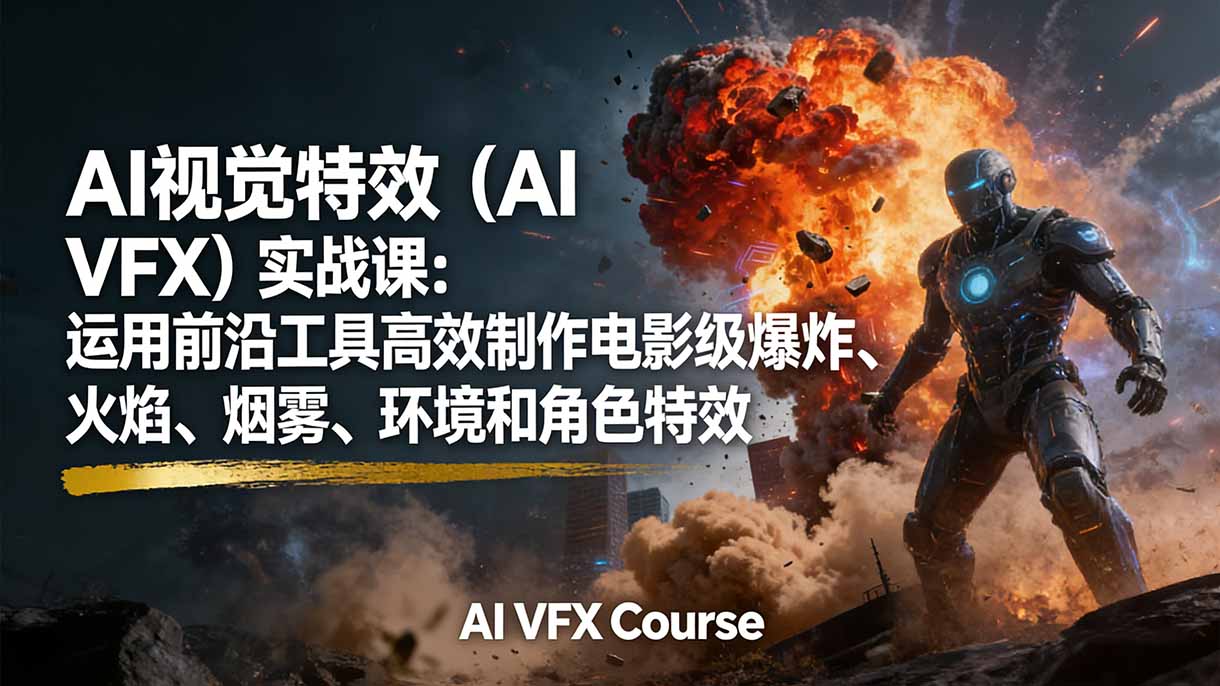 （17212期）AI视觉特效（AI VFX）实战课：运用前沿工具高效制作电影级爆炸、火焰、烟雾、环境和角色特效网赚项目-副业赚钱-互联网创业-资源整合网创云库