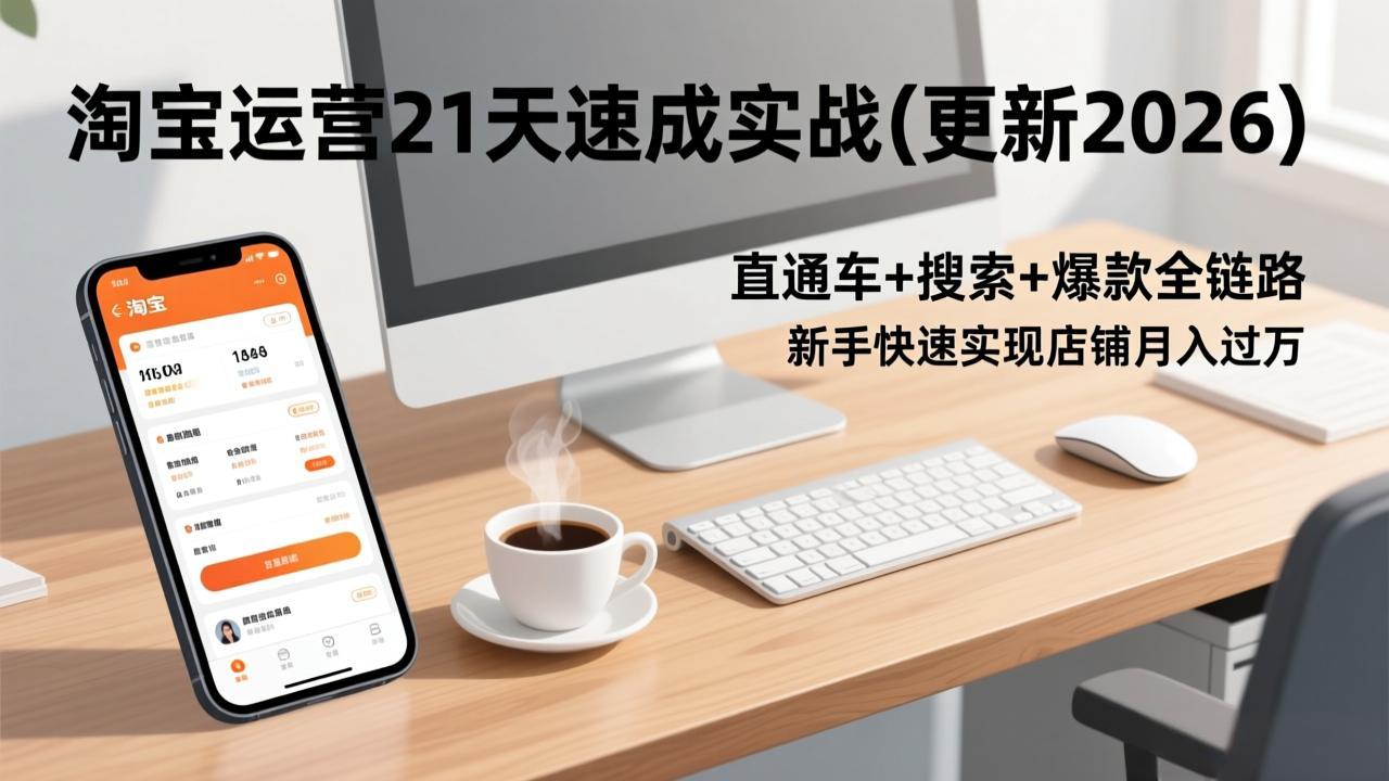 （17201期）淘宝运营21天速成实战(更新2026)，直通车+搜索+爆款全链路，新手快速实现店铺月入过万网赚项目-副业赚钱-互联网创业-资源整合网创云库