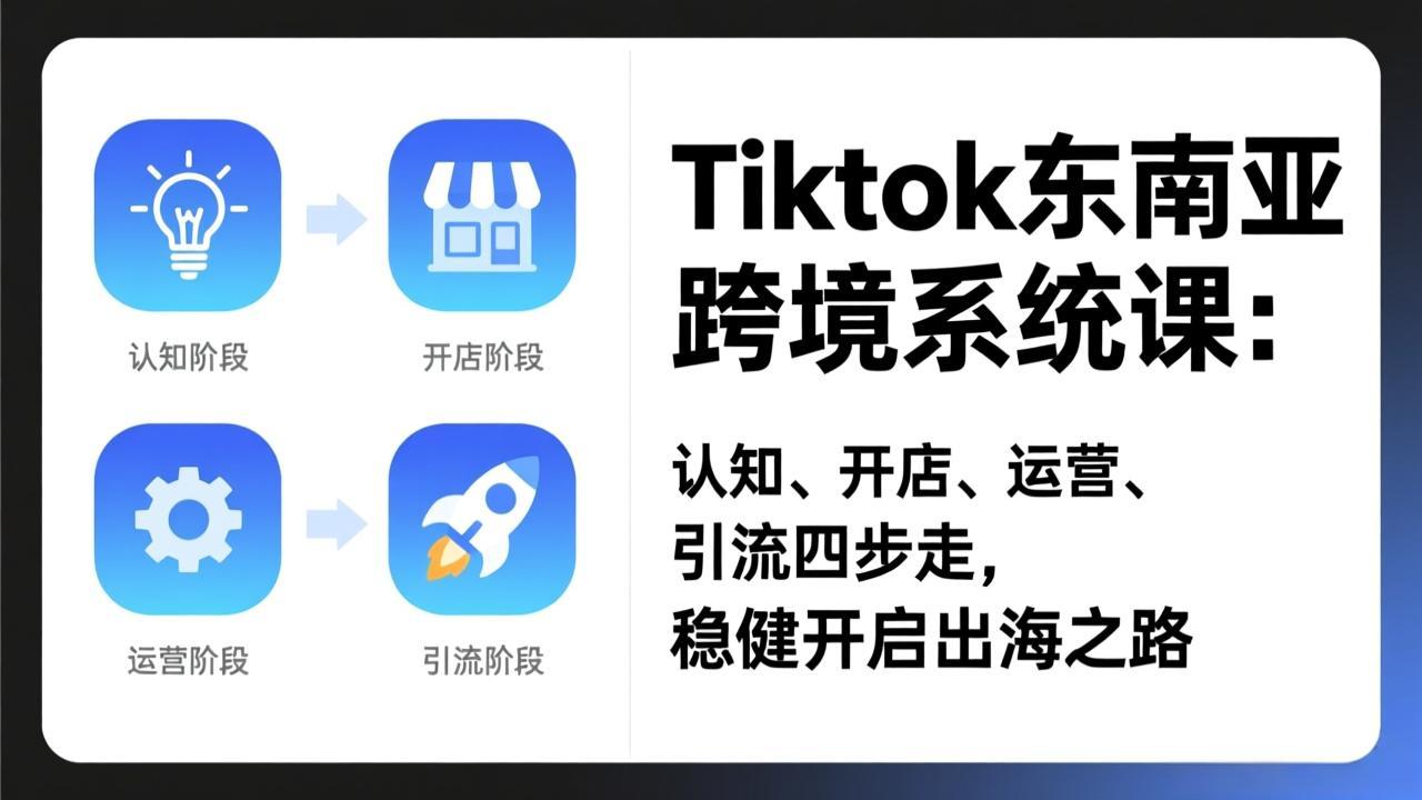 （17243期）TikTok东南亚跨境系统课：认知、开店、运营、引流四步走，稳健开启出海之路网赚项目-副业赚钱-互联网创业-资源整合网创云库