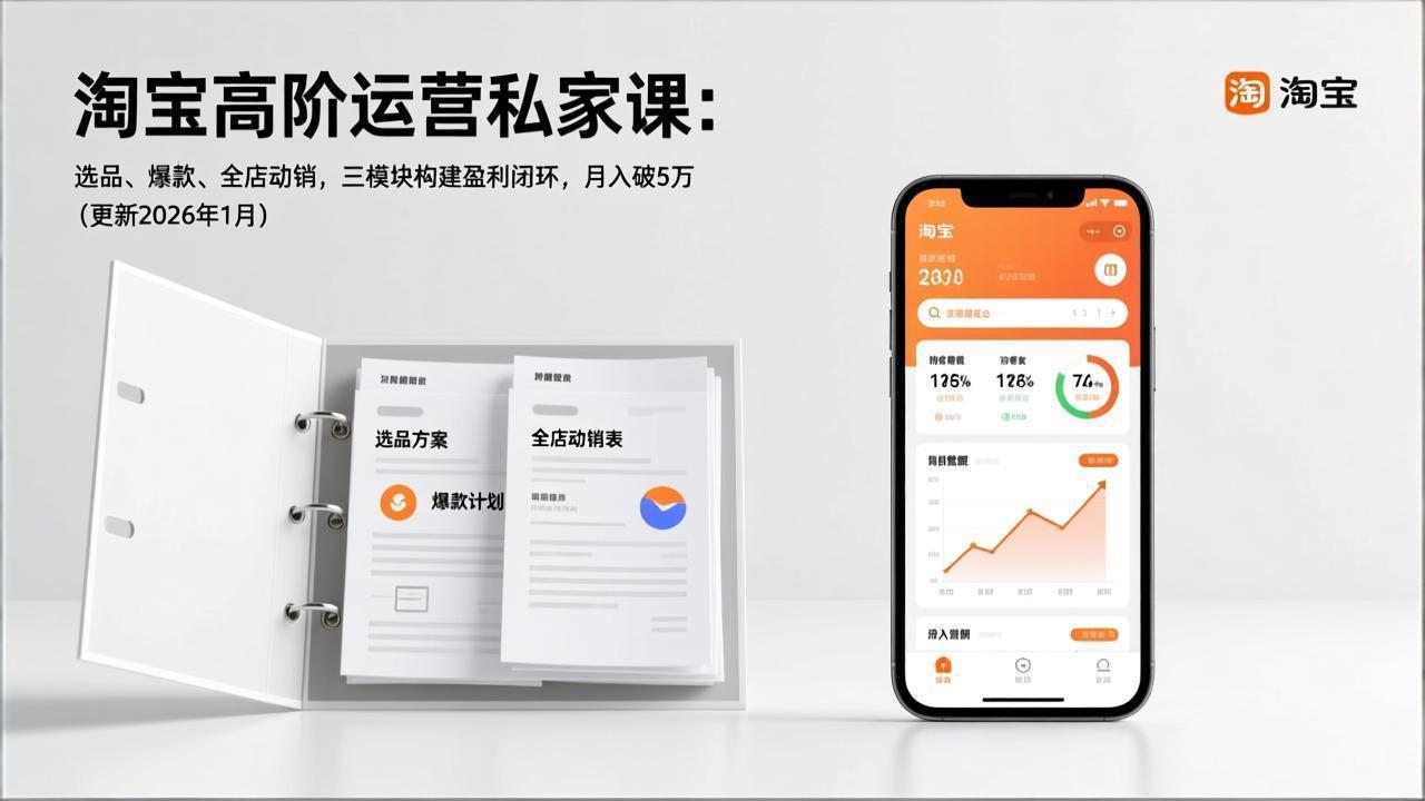 （17280期）淘宝高阶运营私家课：选品、爆款、全店动销，三模块构建盈利闭环，月入破5万（更新26年1月）网赚项目-副业赚钱-互联网创业-资源整合网创云库