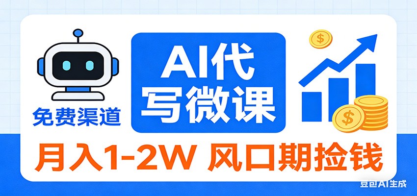 2026告别打工！AI 代写微课，提供免费渠道，月入 1-2W 风口期捡钱网赚项目-副业赚钱-互联网创业-资源整合网创云库