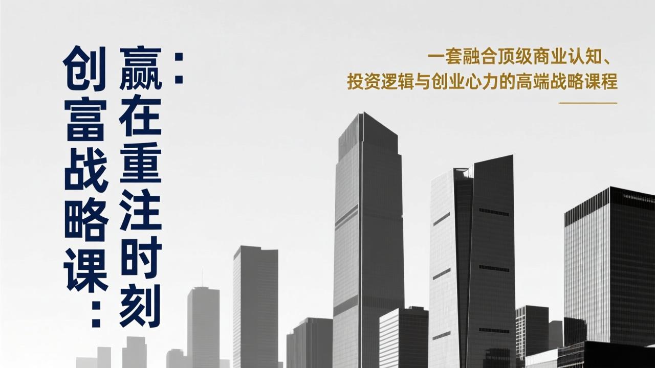 （17337期）《创富战略课：赢在重注时刻》一套融合顶级商业认知、投资逻辑与创业心力的高端战略课程网赚项目-副业赚钱-互联网创业-资源整合网创云库