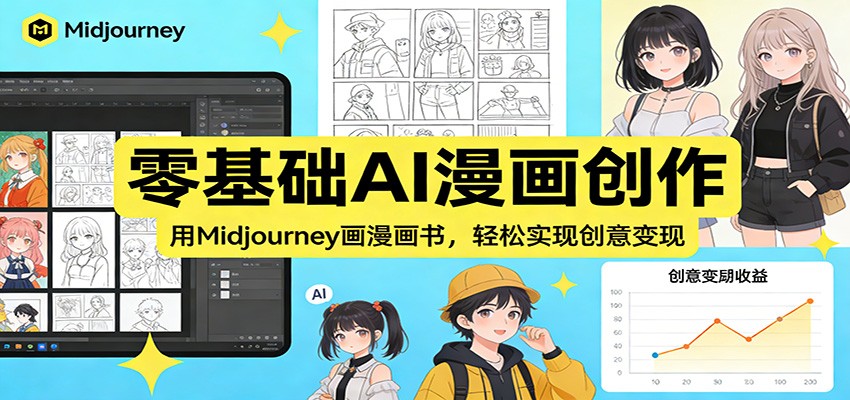 20260208040701-69880be54daa2.jpg 零基础AI漫画创作:用Midjourney画漫画书,轻松实现创意变现