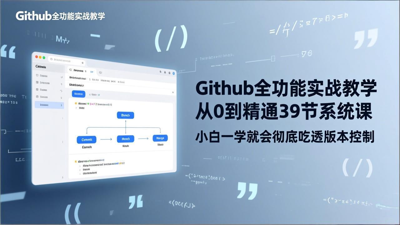 （17501期）GitHub-全功能实战教学，从0到精通39节系统课，小白一学就会彻底吃透版本控制网赚项目-副业赚钱-互联网创业-资源整合网创云库