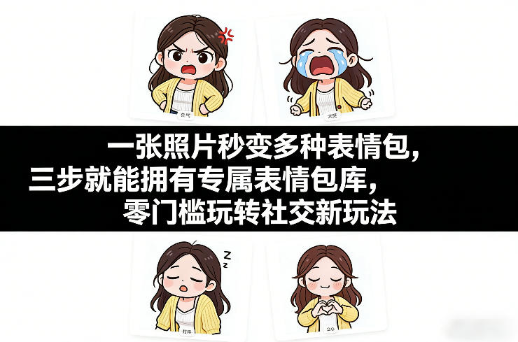 一张照片秒变多种表情包，三步就能拥有专属表情包库，零门槛玩转社交新玩法【文档】网赚项目-副业赚钱-互联网创业-资源整合网创云库