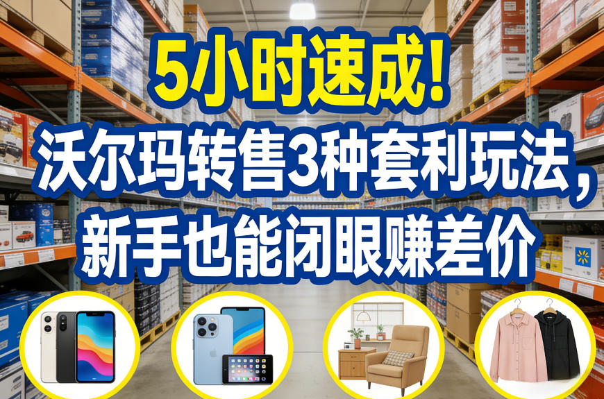 5小时速成！沃尔玛转售3种套利玩法，新手也能闭眼賺差价网赚项目-副业赚钱-互联网创业-资源整合网创云库