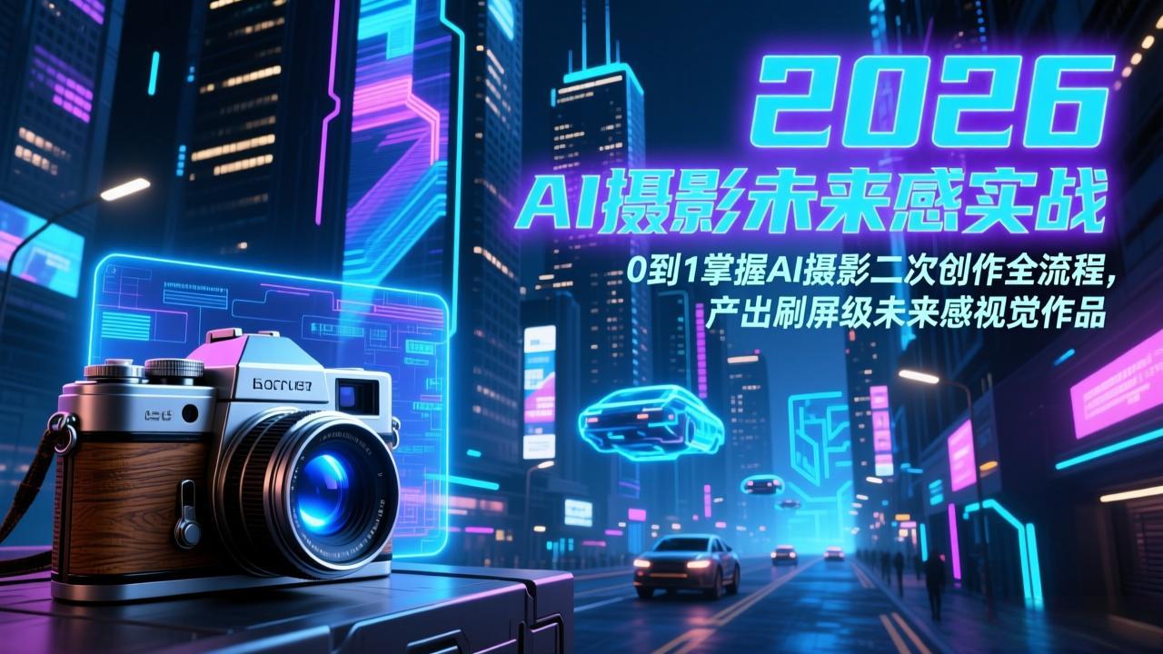 （17584期）2026 AI摄影未来感实战：0到1掌握AI摄影二次创作全流程，产出刷屏级未来感视觉作品网赚项目-副业赚钱-互联网创业-资源整合网创云库
