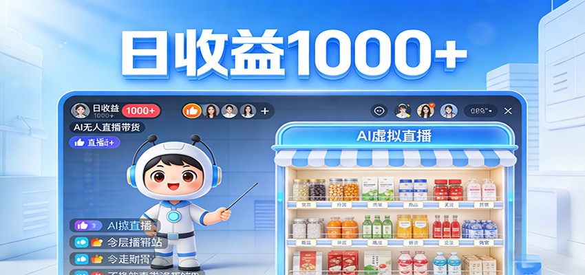 不用露脸不用说话，24小时自动卖货赚钱，全天自动直播，收益看得见网赚项目-副业赚钱-互联网创业-资源整合网创云库