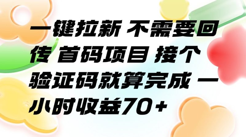 （15588期）一键拉新 不需要回传 首码项目 接个验证码就算完成 一小时收益70+网赚项目-副业赚钱-互联网创业-资源整合网创云库