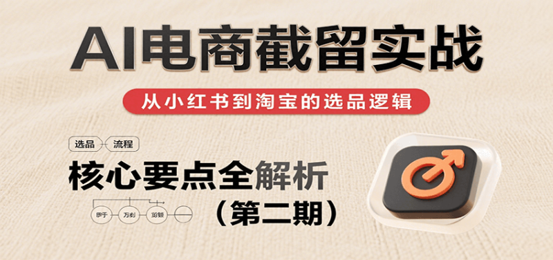 AI电商截留实战，小红书、淘宝等电商平台选品思路及核心要点（第二期）网赚项目-副业赚钱-互联网创业-资源整合网创云库