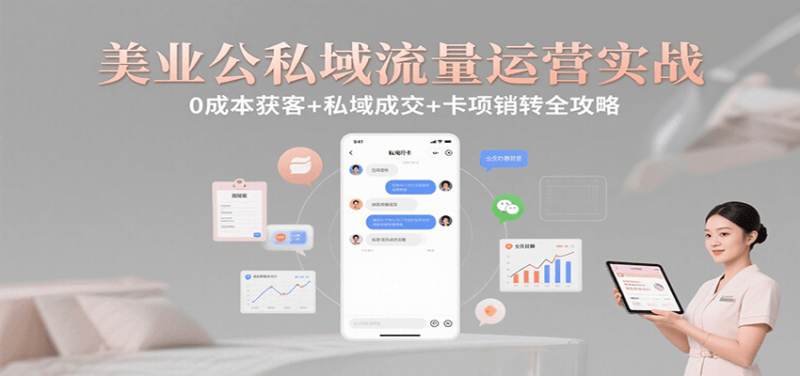 美业公私域流量运营实战：0成本获客+私域成交+卡项销转全攻略网赚项目-副业赚钱-互联网创业-资源整合网创云库