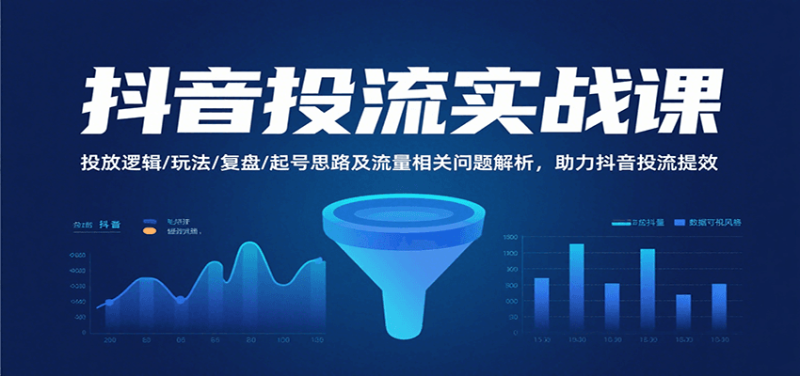 抖音投流实战课，投放逻辑/玩法/复盘/起号思路及流量相关问题解析，助力抖音投流提效网赚项目-副业赚钱-互联网创业-资源整合网创云库