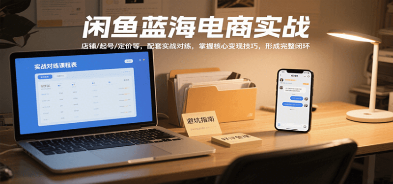 闲鱼蓝海电商实战，涵盖店铺、起号、定价等，配套实战对练，掌握核心变现技巧网赚项目-副业赚钱-互联网创业-资源整合网创云库