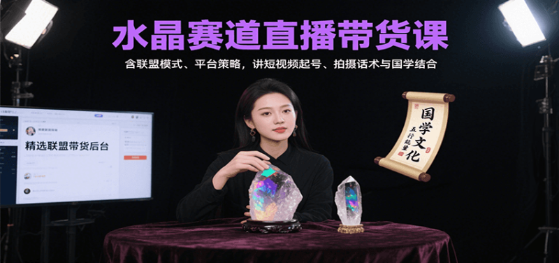 水晶赛道直播带货课：含联盟模式、平台策略，讲短视频起号、拍摄话术与国学结合网赚项目-副业赚钱-互联网创业-资源整合网创云库