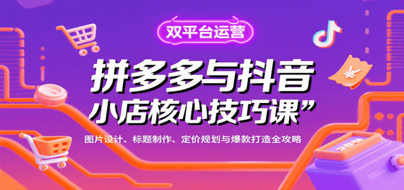 拼多多与抖音小店核心技巧课，图片设计、标题制作、定价规划与爆款打造全攻略网赚项目-副业赚钱-互联网创业-资源整合网创云库