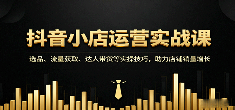 抖音小店运营实战课：选品、流量获取、达人带货等实操技巧，助力店铺销量增长网赚项目-副业赚钱-互联网创业-资源整合网创云库