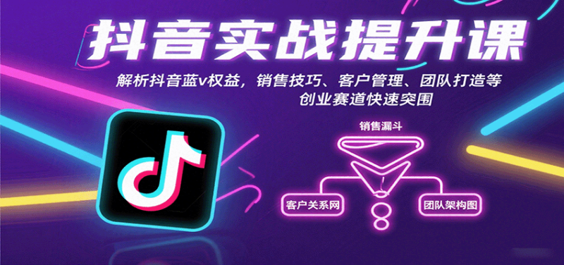 抖音实战提升课：解析抖音蓝v权益，销售技巧、客户管理、团队打造等创业赛道快速突围网赚项目-副业赚钱-互联网创业-资源整合网创云库