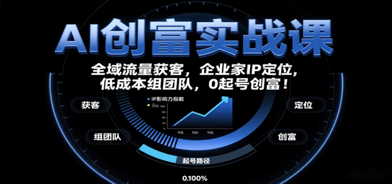AI创富实战课：企业家IP定位，全域流量获客，低成本组团队，0起号创富！网赚项目-副业赚钱-互联网创业-资源整合网创云库