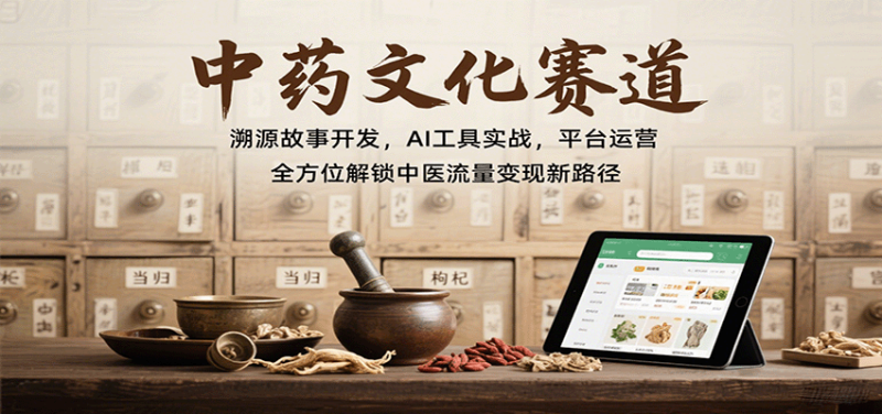 中药文化赛道：溯源故事开发，AI工具实战，平台运营，全方位解锁中医流量变现新路径网赚项目-副业赚钱-互联网创业-资源整合网创云库