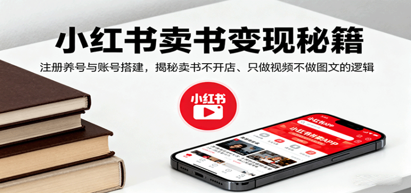小红书卖书变现秘籍，注册养号与账号搭建，揭秘卖书不开店、只做视频不做图文的逻辑网赚项目-副业赚钱-互联网创业-资源整合网创云库