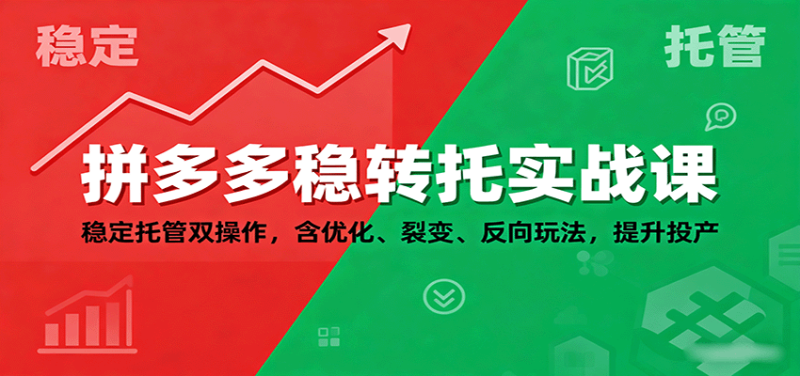 拼多多稳转托实战课：稳定托管双操作，含优化、裂变、反向玩法，提升投产网赚项目-副业赚钱-互联网创业-资源整合网创云库