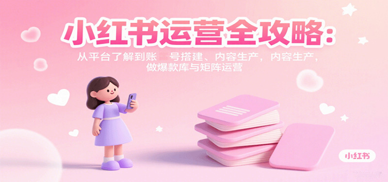 小红书运营全攻略：从平台了解到账号搭建、内容生产，做爆款库与矩阵运营网赚项目-副业赚钱-互联网创业-资源整合网创云库