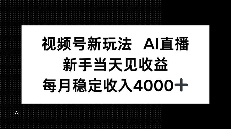 （16080期）视频号新玩法AI直播，新手小白当天见收益，月入4000+网赚项目-副业赚钱-互联网创业-资源整合网创云库