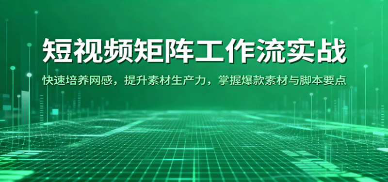 短视频矩阵工作流实战：快速培养网感，提升素材生产力，掌握爆款素材与脚本要点网赚项目-副业赚钱-互联网创业-资源整合网创云库