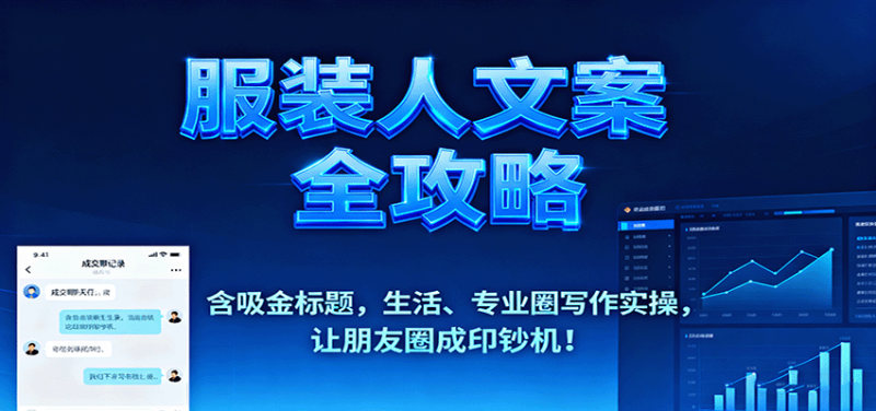 服装人文案全攻略,含吸金标题,生活、专业圈写作实操,让朋友圈成印钞机!网赚项目-副业赚钱-互联网创业-资源整合网创云库