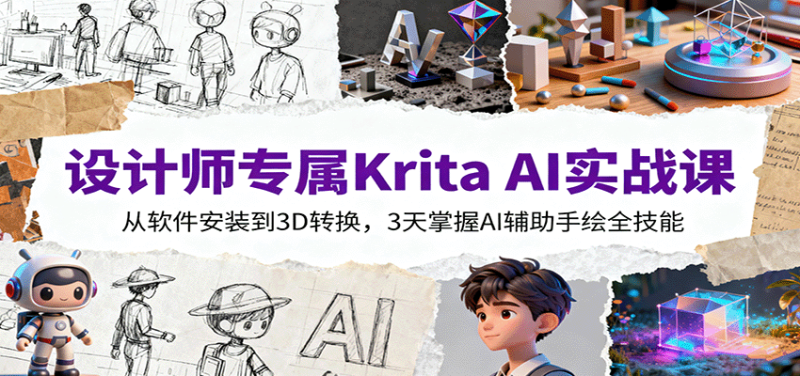 设计师专属Krita AI实战课：从软件安装到3D转换，3天掌握AI辅助手绘全技能网赚项目-副业赚钱-互联网创业-资源整合网创云库