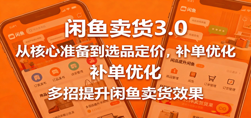 闲鱼卖货3.0，从核心准备到选品定价，补单优化，多招提升闲鱼卖货效果网赚项目-副业赚钱-互联网创业-资源整合网创云库