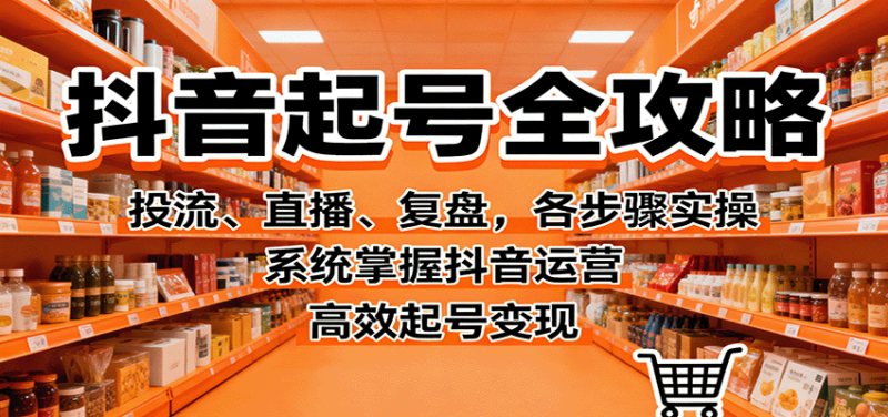抖音起号全攻略，投流、直播、复盘，各步骤实操，系统掌握抖音运营，高效起号变现网赚项目-副业赚钱-互联网创业-资源整合网创云库