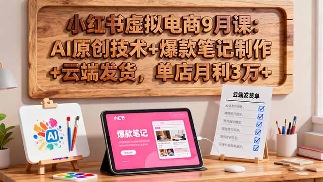 （16287期）小红书虚拟电商9月课：AI原创技术+爆款笔记制作+云端发货，单店月利3万+网赚项目-副业赚钱-互联网创业-资源整合网创云库