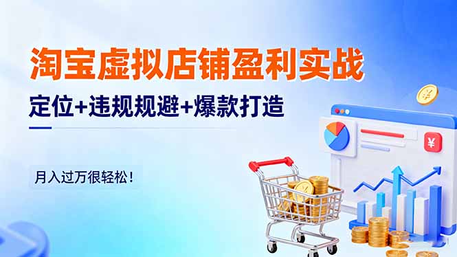 （16387期）淘宝虚拟店铺盈利实战：定位+违规规避+爆款打造，月入过万很轻松！网赚项目-副业赚钱-互联网创业-资源整合网创云库