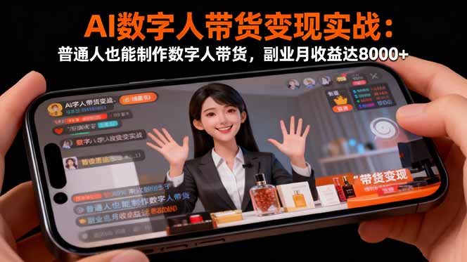 （16377期）AI数字人带货变现实战：普通人也能制作数字人带货，副业月收益达8000+网赚项目-副业赚钱-互联网创业-资源整合网创云库