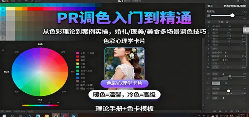 PR调色入门到精通：从色彩理论到案例实操，婚礼/医美/美食多场景调色技巧网赚项目-副业赚钱-互联网创业-资源整合网创云库