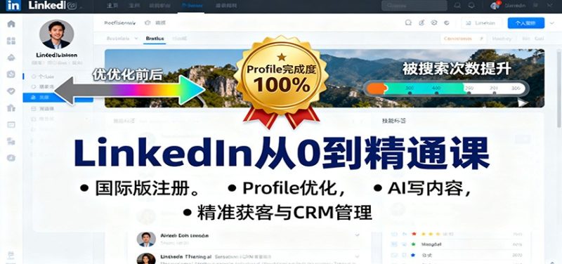 LinkedIn从0到精通课：国际版注册，Profile优化，AI写内容，精准获客与CRM管理网赚项目-副业赚钱-互联网创业-资源整合网创云库