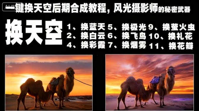 一键换天空后期合成教程，风光摄影师的秘密武器网赚项目-副业赚钱-互联网创业-资源整合网创云库