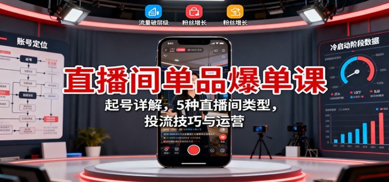 直播间单品爆单课：起号详解，5种直播间类型，投流技巧与运营网赚项目-副业赚钱-互联网创业-资源整合网创云库